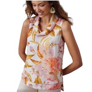 Soft Surroundings Floral Cowl Neck Blouse